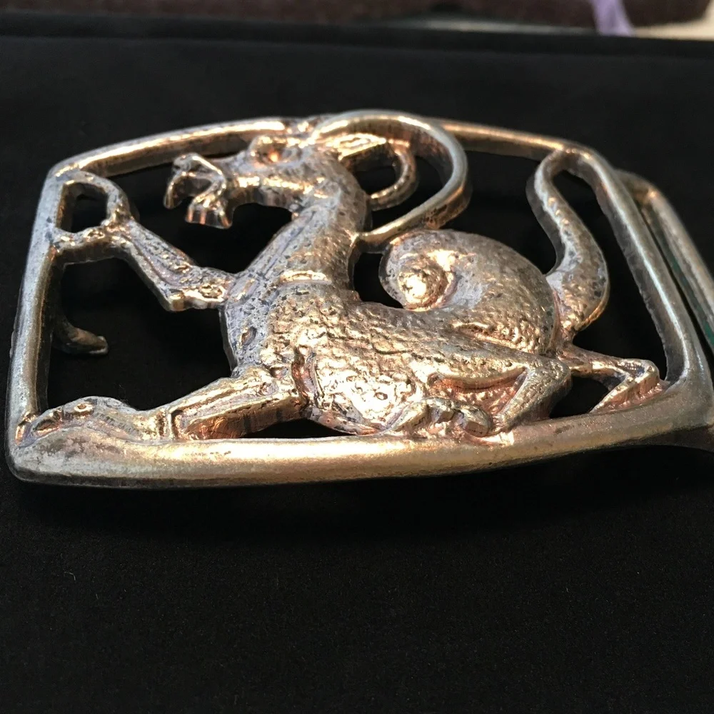 Vintage Brass Dragon Belt Buckle